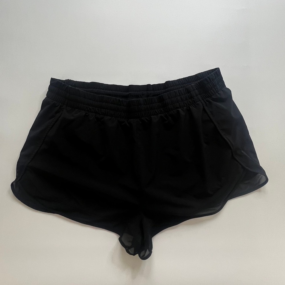Athleta Mesh Racer Run‎ 2.5" Shorts Black Activewear XL